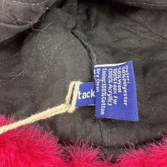 NWT Hat Attack Faux Fur Trapper Hat Bright Pink and Houndstooth Wool Blend - Picture 9 of 10